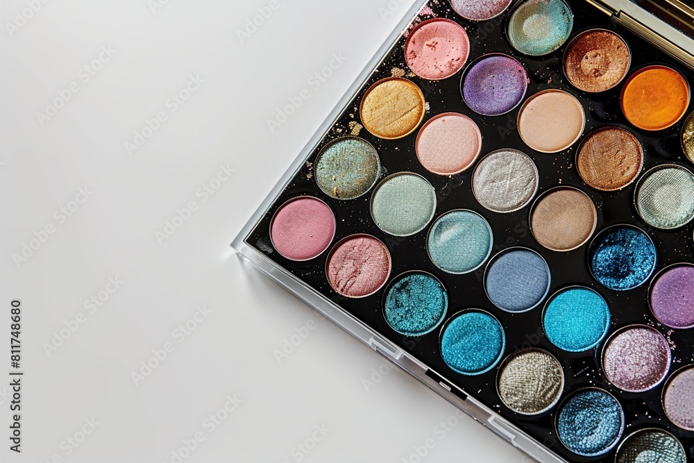 Beautiful eyeshadow palette on light gray background Beautiful eyeshadow palette on light gray background