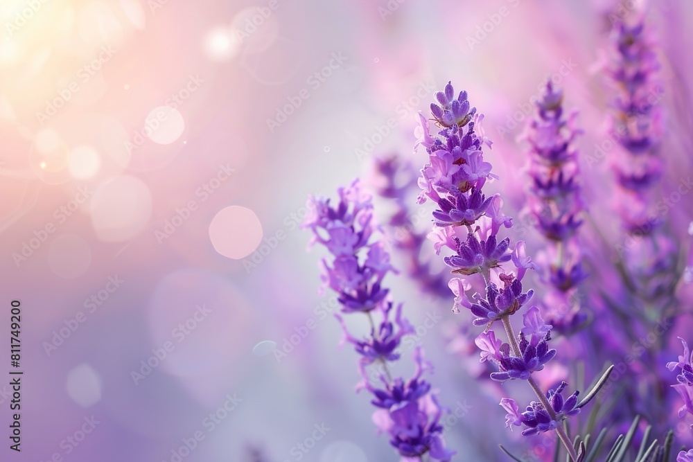 Beautiful blooming lavender growing in field Beautiful blooming lavender growing in field