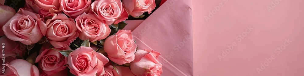 Envelope of Pink Roses on Delicate Background Envelope of Pink Roses on Delicate Background