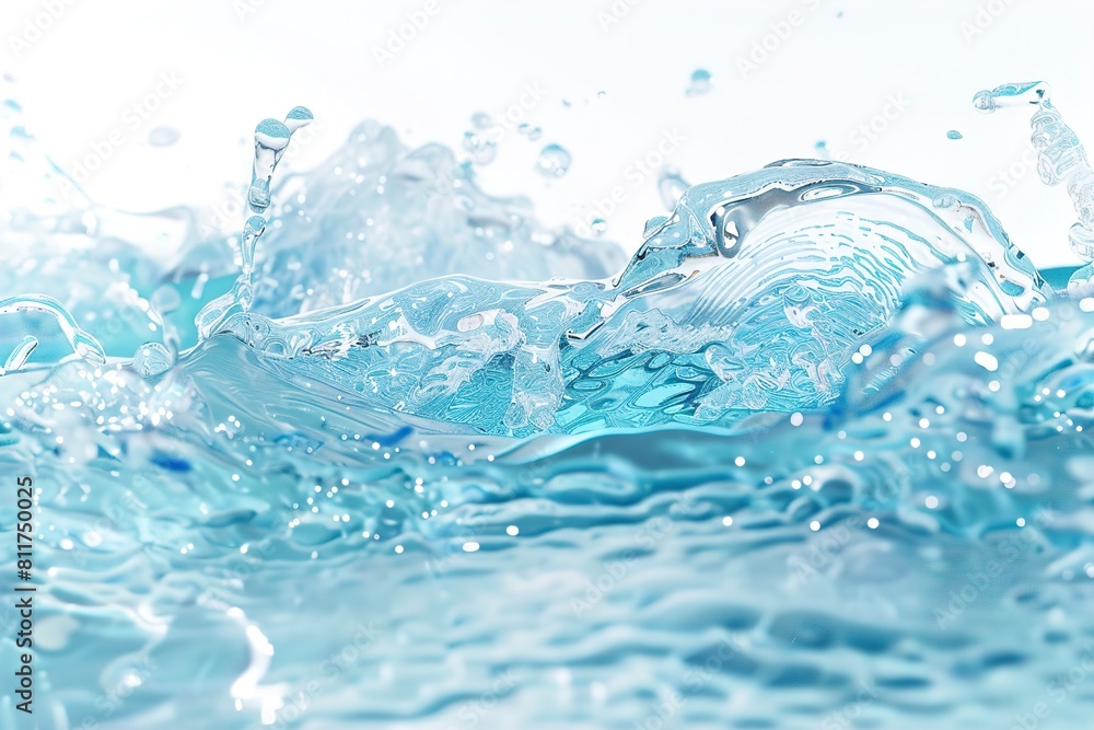 Clear blue water wave on white background Clear blue water wave on white background