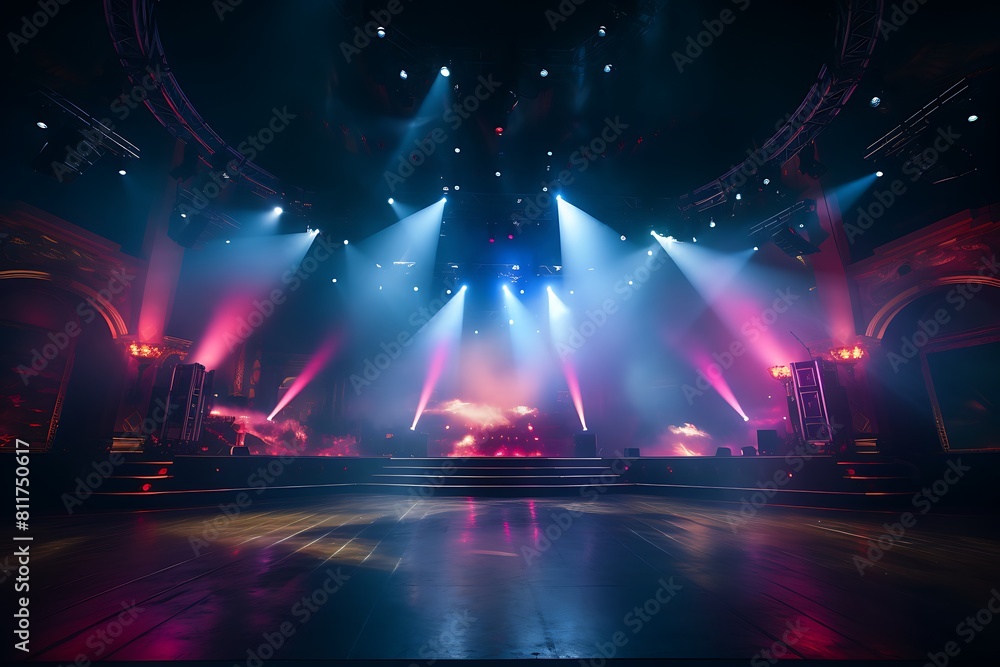 Stage Spotlight with Laser rays and smoke