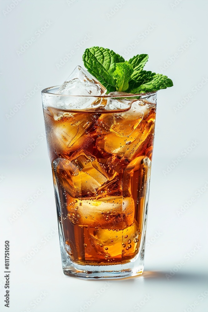 Delicious iced tea in glass on white background Delicious iced tea in glass on white background