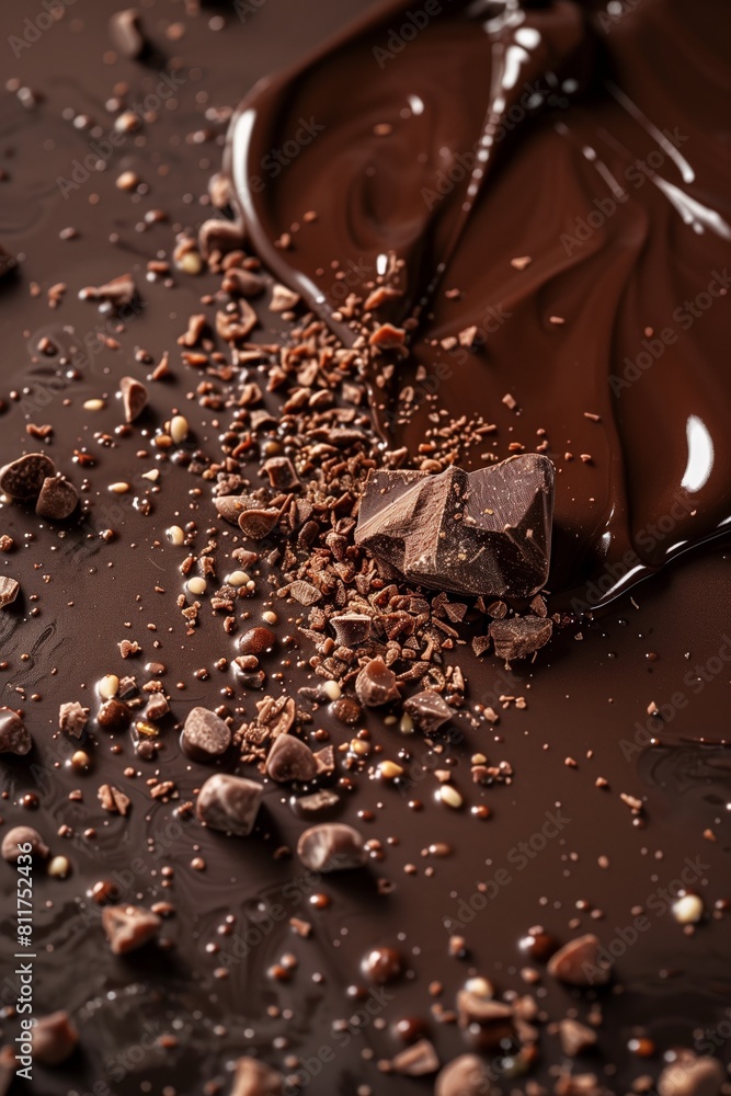 A chocolate sauce with nuts on top A chocolate sauce with nuts on top