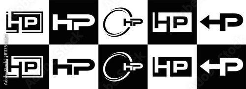 HP logo. H P design. White HP letter. HP, H P letter logo design. Initial letter HP linked circle uppercase monogram logo. H P letter logo vector design.