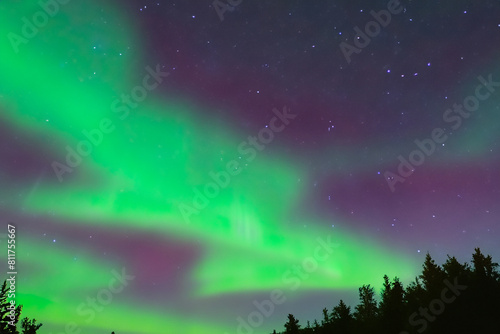 Northern Lights. Northern lights that have been seen throughout much of the world due to the great solar activity of the sun. Night photography. Northern lights in Europe.