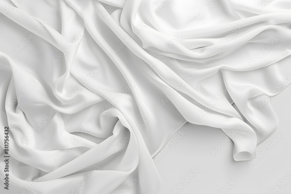 Fototapeta premium White satin, linen soft fabric curves waves background texture