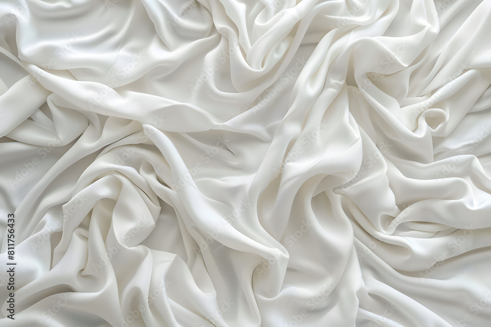 White satin, linen soft  fabric curves waves background texture