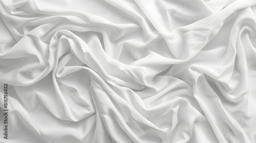 Obraz premium White satin, linen soft fabric curves waves background texture