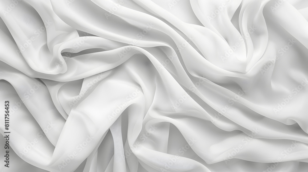 Fototapeta premium White satin, linen soft fabric curves waves background texture