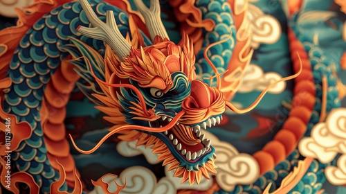 Vibrant Chinese Dragon Art Illustration Celebrating Cultural Heritage © Generative ART