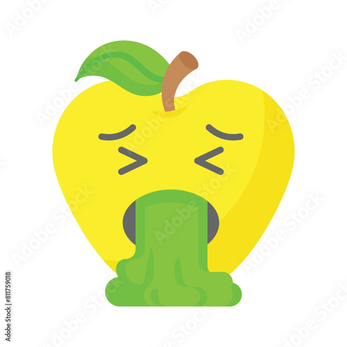 Get your hands on this trendy vomiting emoji icon design