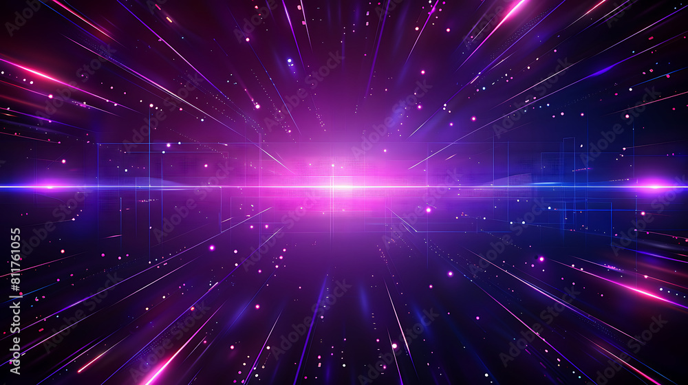 Fototapeta premium Abstract square technology dark blue purple gradient background with digital geometric shape and line