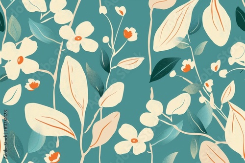 Wallpaper Mural Vibrant floral design with playful nature-inspired elements.. Beautiful simple AI generated image in 4K, unique. Torontodigital.ca