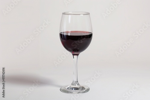 Wine in a Glass Placed on a White Background.