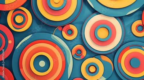 minimalist composition with concentric circles and vibrant colors