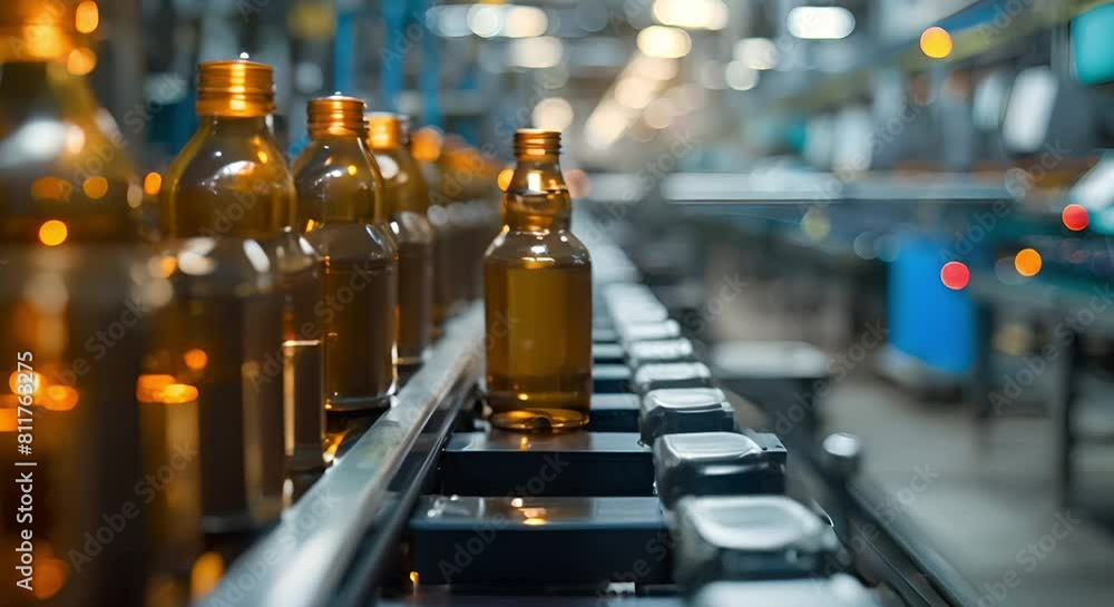 Efficient and Speedy Production of Plastic Bottles on a Factory Assembly Line. Concept Factory Assembly Line, Plastic Bottles, Production Efficiency, Speedy Manufacturing, Automated Processes Efficient and Speedy Production of Plastic Bottles on a Factory Assembly Line. Concept Factory Assembly Line, Plastic Bottles, Production Efficiency, Speedy Manufacturing, Automated Processes