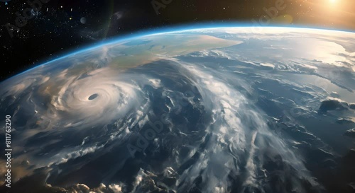 Explore space to study Earths climate and understand cyclones and weather patterns. Concept Space Exploration, Earth's Climate, Cyclones, Weather Patterns, Climate Study photo