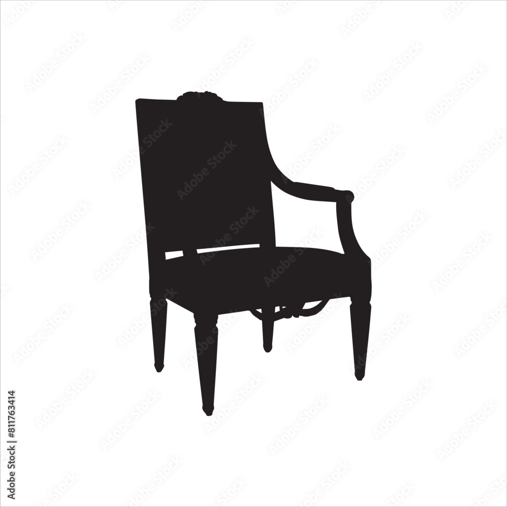Modern wood chair silhouette isolated on white background. Wood chair icon vector illustration. Modern wood chair silhouette isolated on white background. Wood chair icon vector illustration.