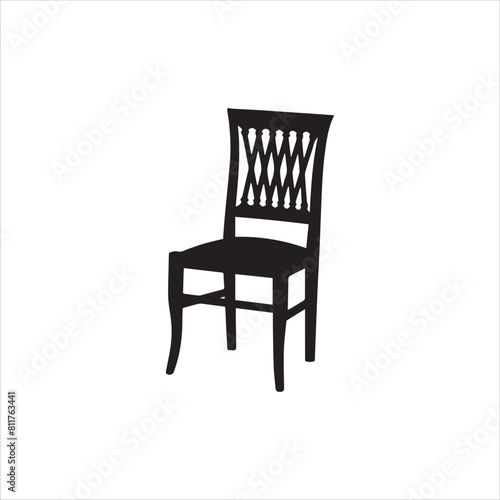 Wood chair silhouette isolated on white background. Wood chair icon vector illustration.