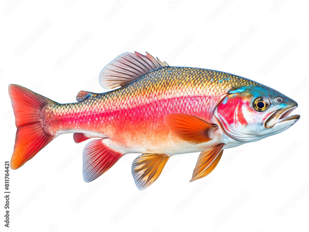 Fototapeta premium Rainbow trout salmon fish isolated on transparent background