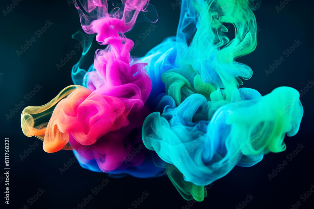 Fototapeta premium Colorful Ink Smoke Dynamics - made with Generative AI