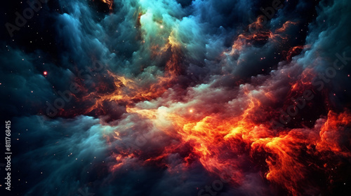 Celestial Firestorm Nebula - made with Generative AI 