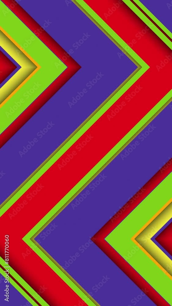Vertical video - trendy colorful zig zag pattern background with gently moving diagonal stripes in vibrant rainbow colors. Vertical video - trendy colorful zig zag pattern background with gently moving diagonal stripes in vibrant rainbow colors.