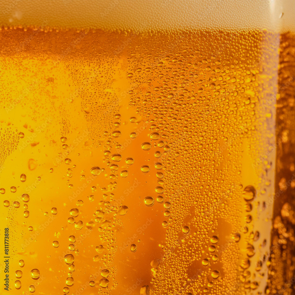 Primo Piano di Bicchiere di Birra Ghiacciata con Condensa Primo Piano di Bicchiere di Birra Ghiacciata con Condensa