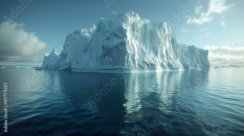 A large ice block floating in the ocean