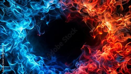 青と赤の炎,フレーム,背景