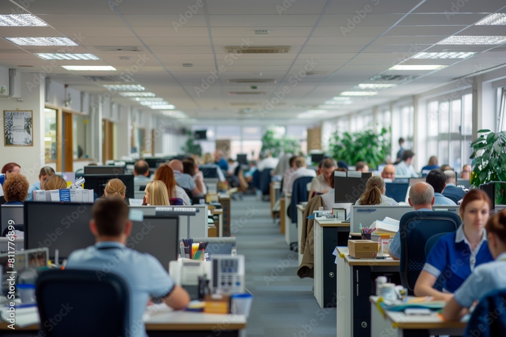 Fototapeta premium Office Harmony: Individuals Focused and Driven at Workstations