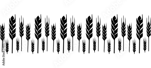 Stylised  Wheat Ear Bakery Food Harvest Wheat Grain Farm Field Symbol Icon Set. Vector Isolated.
