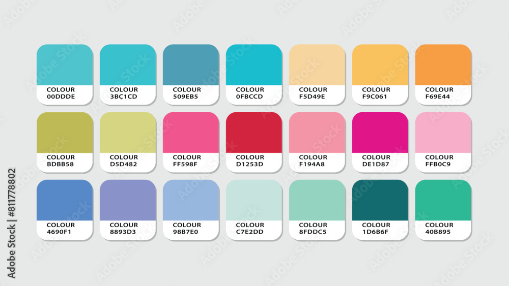 summer Color Guide Palette with Color Names. Example of summer catalog