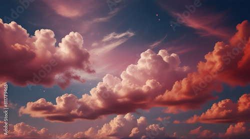 Pink sky with white cloud background.genrative.ai
