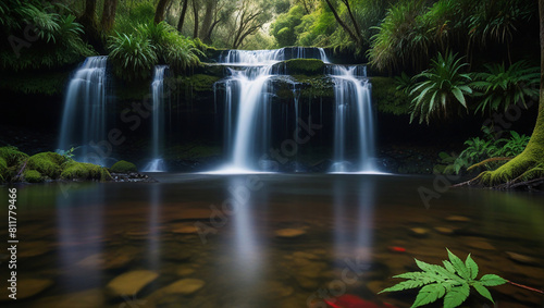 photo of a waterfall in a forest