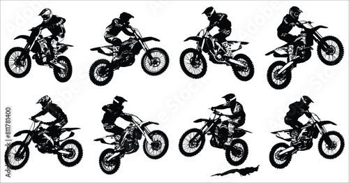 Silhouette of a person riding a bike, Silhouettes of motorcycle sport, Motorcycle sport bike silhouette, Motorcycle rider silhouette, Racing, Motorcycle, Sports, Jumping, Silhouette, Rider, Jump