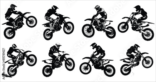 Silhouette of a person riding a bike, Silhouettes of motorcycle sport, Motorcycle sport bike silhouette, Motorcycle rider silhouette, Racing, Motorcycle, Sports, Jumping, Silhouette, Rider, Jump