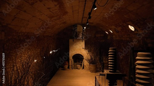 Cellar with old presses photo