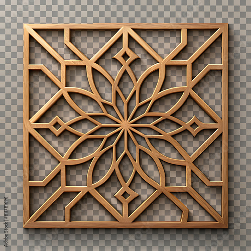 A close up of a wooden wall with a decorative design generative ai 