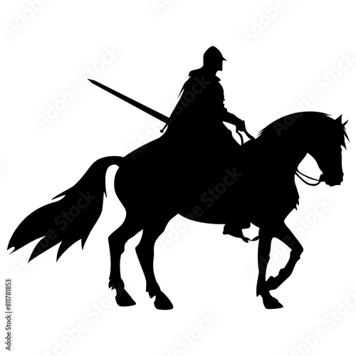 Knight riding a horse - cut-out silhouette
