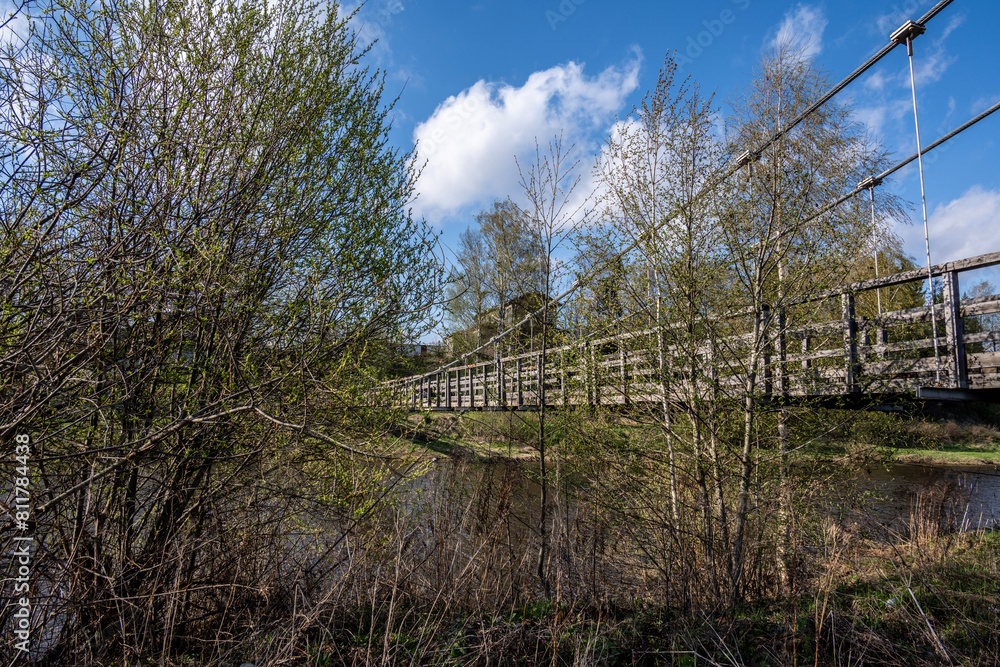 Obraz premium natural landscape with ancient churches and nature on a sunny spring day