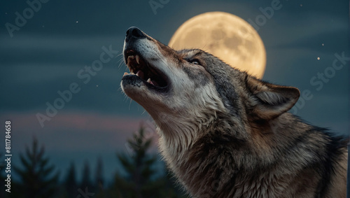 Mystical Werewolf in the Night Captivating Vector Illustration for Fantasy and Horror Concepts. With ai generative.. Howling of wolf towards the moon in a dark night 