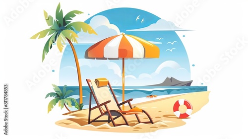 Vector vacation and summertime beach icon