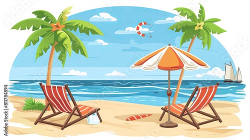 Vector vacation and summertime beach icon