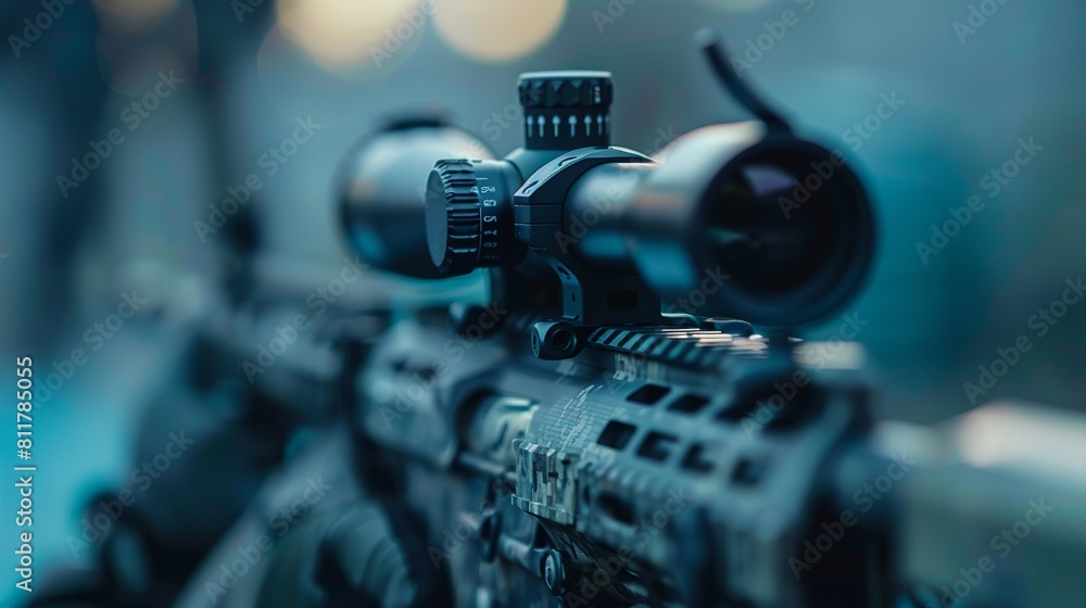 bolt-action rifle at a distance with suppressor and scope Stock Photo ...