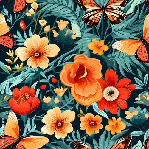 Butterfly digital art seamless pattern  the design for apply a variety of graphic works