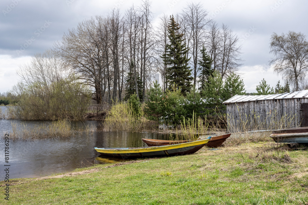 Obraz premium natural landscape with ancient churches and nature on a sunny spring day