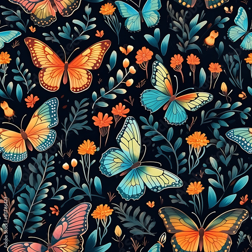 Butterfly digital art seamless pattern, the design for apply a variety of graphic works © DrPhatPhaw