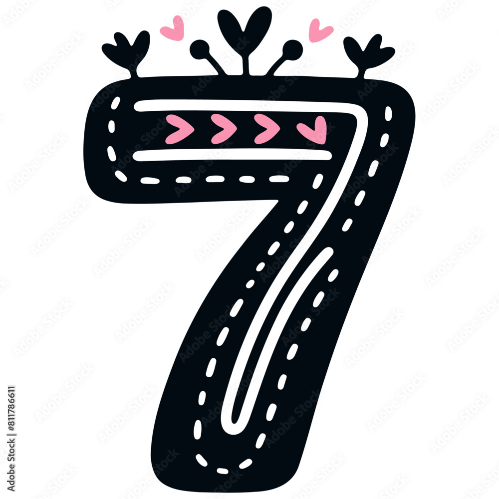 Love and Romance Alphabet Letters and Numbers with Cute Floral Designs, Vector illustration