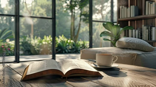 reading book in living room